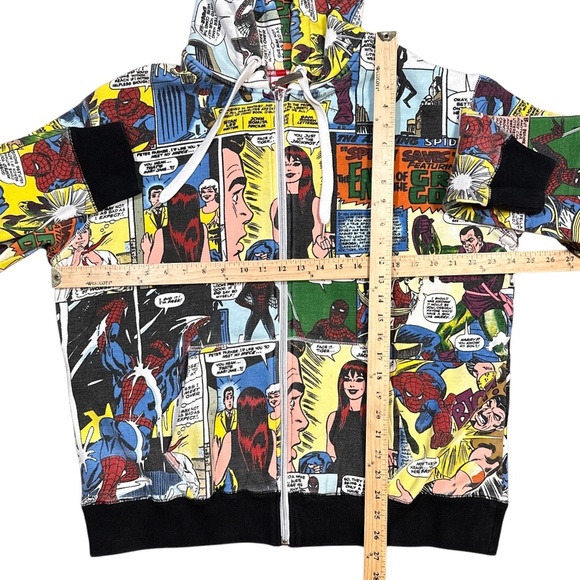 Vintage Y2K Marvel New Era Spider-Man End of Green Goblin All Over Hoodie Mens L - Picture 13 of 13